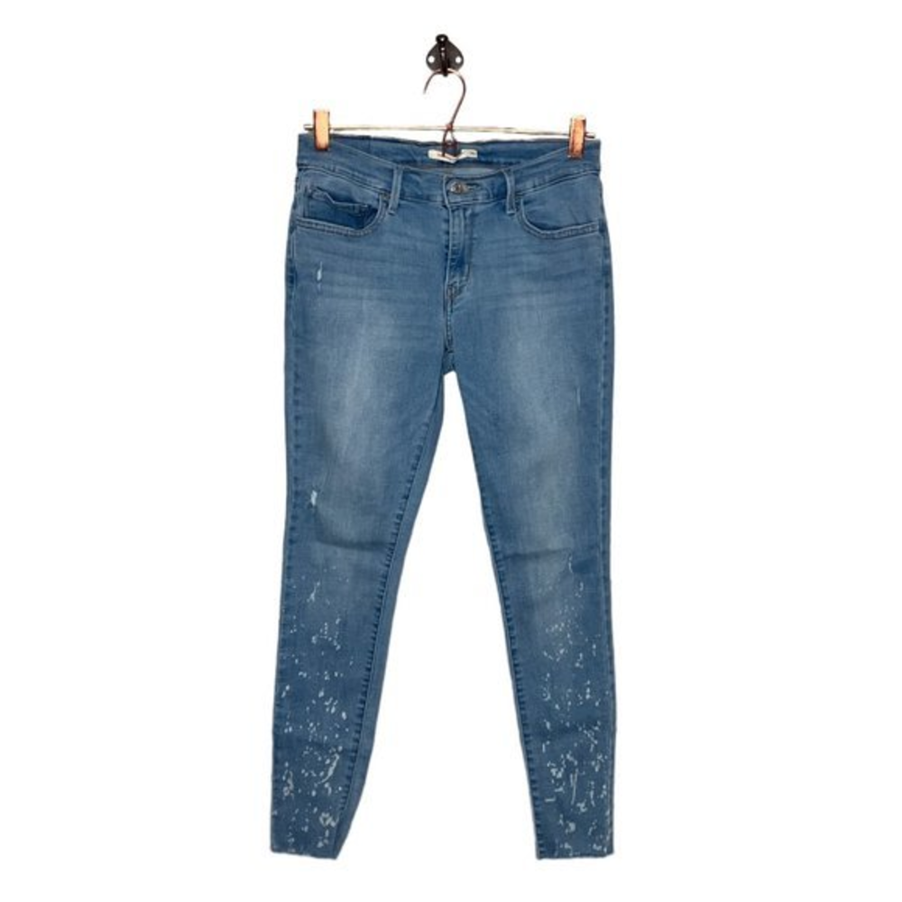 Levi's 30 X 30 Light Wash 710 Super Skinny Stretch Denim Raw Hem Bleached Jeans